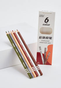 Ensemble de 6 crayons de fusain solubles dans l'eau de couleurs variées pour l'esquisse, les étudiants en art, les enfants, les artistes, le <span class=keywords><strong>dessin</strong></span> - Product Image 2