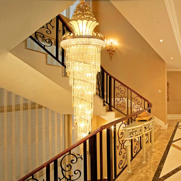 منتج جديد داخلي ديكور فيلا الدرج فندق الفاخرة الحديثة الكريستال الثريا الخفيفة