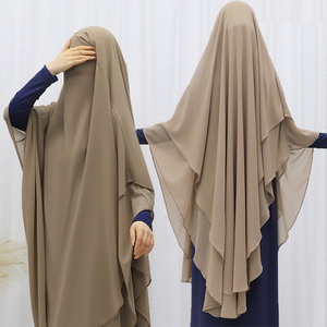 <span class=keywords><strong>Turc</strong></span> élégant Magnite <span class=keywords><strong>Bonnet</strong></span> en mousseline de soie imprimé Hijab femmes musulmanes Khimar En 3 couches Long Khimar - Product Image 6
