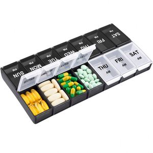 Organizador de Pastillas Semanal de Gran Volumen, 7 Días, AM/PM, 14 Compartimentos, Caja de Plástico para Píldoras - Product Image 3