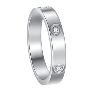 Anello <span class=keywords><strong>di</strong></span> Moda in Acciaio al Titanio, Lussuoso con Diamanti Incastonati, Resistente allo Sbiadimento, Anello Nuziale in Acciaio Inossidabile per Coppie, Uomo e Donna - Product Image 6