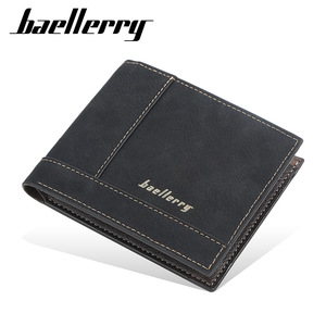 กระเป๋าสตางค์แบบสั้นสำหรับผู้ชาย Baellerry ขนาด 6 นิ้ว หนัง PU ใส่บัตรธุรกิจ สีพื้น สีดำ สีน้ำตาลกาแฟ สีน้ำตาลอ่อน - Product Image 1