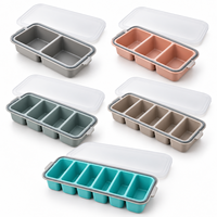 Boîte de rangement alimentaire en silicone multi-compartiments avec couvercle, 2 à 6 sections, réutilisable, pour fruits et collations