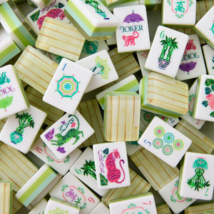 Tuiles de Mahjong Américain HaloOne pour 4 Joueurs, 160 Tuiles Superposées en Acrylique Vert Frais, Jeu d'Intérieur pour Enfants, Soirée de Jeu, Loisirs - Product Image 1