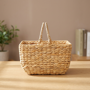 Panier de rangement rectangulaire en jacinthe d'eau écologique, poignées robustes, idéal pour l'organisation domestique et les cadeaux, sac de marché – Vente chaude - Product Image 4