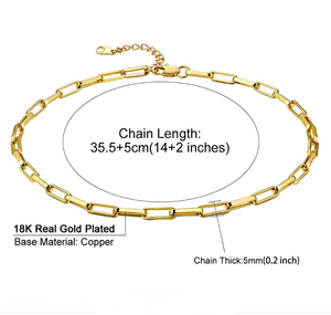 قلادة سلسلة غير تقليدية من 9 مشابك جديدة على الموضة لعام 2020 قلادة سلسلة مستطيلة الشكل من الذهب - Product Image 2