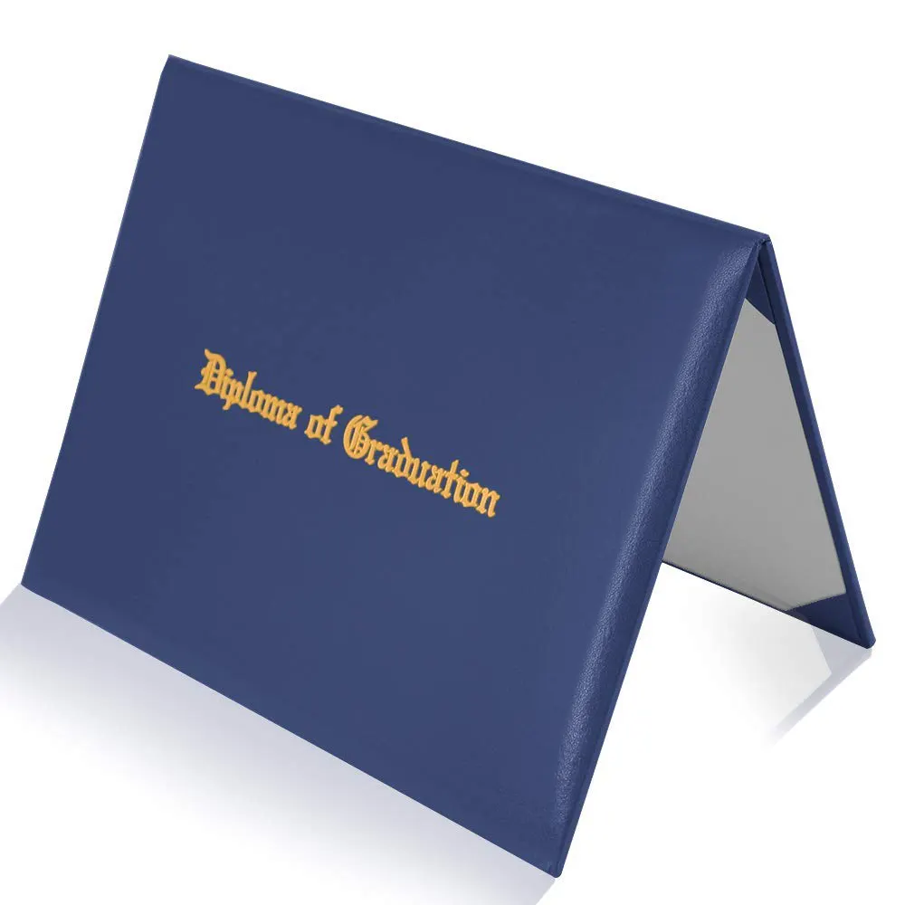 Custom Logo A4 Size Kunstleer Gouden Bedrukt Diploma Van Afstuderen Certificaat Houder Graden Map Diploma Cover