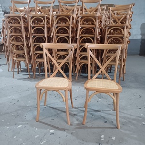 Chaise en bois massif à dossier croisé en X, <span class=keywords><strong>prix</strong></span> d'usine de gros, pour <span class=keywords><strong>salle</strong></span> à manger, salon et villas, idéale pour événements de mariage et fêtes - Product Image 6