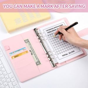 Design BG004 Modern <b>Creative</b> Design PU Leather Storage Budget Planner 100 Envelopes Amount Stickers Money Saving Business <b>Gift</b> - Product Image 5