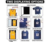 Boîte de présentation pour maillot de sport avec protection UV à 98 %, cadre en acrylique et cintre pour maillot de baseball, basketball, football, noir