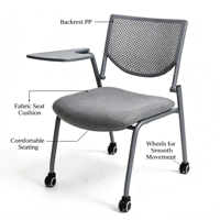 Chaise de conférence ergonomique à dossier incurvé, rembourrée, avec siège en tissu durable et base métallique robuste pour salle de réunion dirigeante