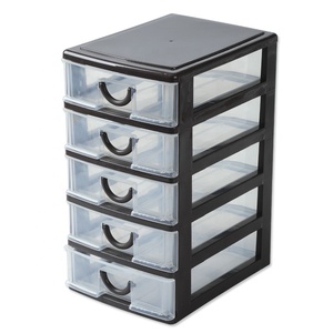 Stackable Desktop Organizer with Clear <strong>Drawers</strong> 5-Tier <strong>Plastic</strong> <strong>Storage</strong> <strong>Unit</strong> for Home Office Desk Stationery Accessories Supplies - Product Image 1
