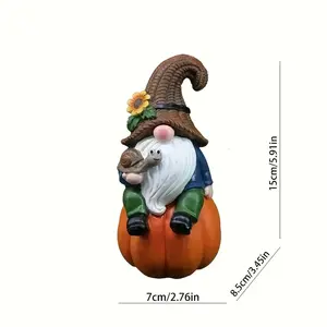 新着 魅力的なカボチャを持つ樹脂製ノーム 現代的な樹脂製工芸品 - Product Image 6