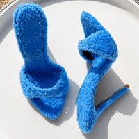 Nouveautés – Sandales de soirée sexy en tissu éponge à bout pointu, talon de 12 cm, semelle intérieure souple pour femme 2026