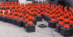 Nón giao thông cao su màu đen với băng phản chiếu linh hoạt nhựa an toàn đường cảnh báo dấu hiệu hình nón - Product Image 4
