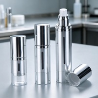 Flacon Airless de Luxe pour Cosmétiques 50ml, Bouteille Sous Vide Plaquée pour Fond de Teint, Emballage Portable, Flacons Airless pour Crème Visage et Contour des Yeux