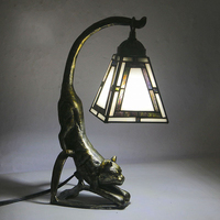 Lámpara de Escritorio LED Creativa Vintage de Vidrio, Decoración para el Hogar, Sala de Estar, Mesita de Noche, Lámpara de Mesa con Diseño de Gato