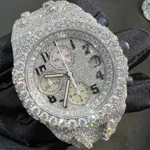 luxury wrist watch diamond watch gold silver men hip hop with case jewelry gifts bust down custom high quality watch