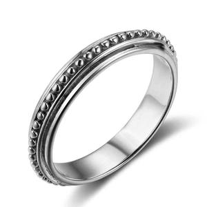 Anello nuziale classico in acciaio inossidabile con motivo a sfera, gioielli di moda unisex T0688 - Product Image 3