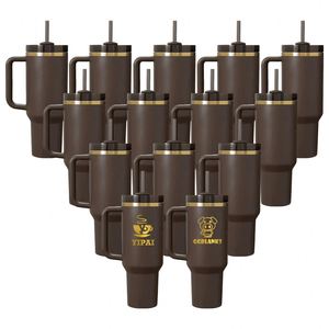 Custom LogoBulk H2.0 30oz Stainless Steel Tumblers Powder Coated Vacuum Insulated Lid Chocolate Gold Laser Engraving - Product Image 2