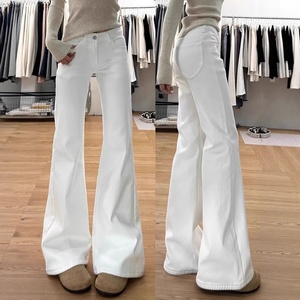 Jeans <span class=keywords><strong>Bianchi</strong></span> a Zampa d'Elefante da Donna, <span class=keywords><strong>Vita</strong></span> <span class=keywords><strong>Alta</strong></span>, Vestibilità Ampia, Stile Vintage, <span class=keywords><strong>Pantaloni</strong></span> Autunnali ad Asciugatura Rapida con Bottoni - Product Image 1
