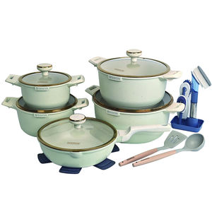 Juego de Utensilios de Cocina de Lujo de 21 Piezas Antiadherentes de Aluminio con Tapas de Vidrio para Suministro al por Mayor de Fábrica - Product Image 2