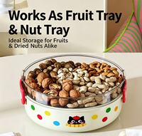 Expédition rapide : Plateau de service à double couche à pois, avec drain intégré, pour fruits frais, noix et bonbons, idéal pour le salon