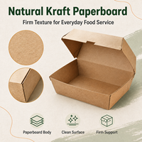 Boîte à hamburger en kraft premium, emballage alimentaire jetable en papier pour poulet frit, frites, à emporter, restaurant, usage personnalisé