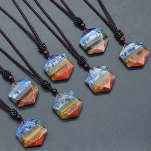 Bijoux en <span class=keywords><strong>orgonite</strong></span> tendance, cristal de guérison, pierre naturelle, collier 7 chakras, étoile de David, cristal étoile à six branches - Product Image 1