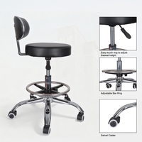 Chaise de laboratoire ergonomique réglable en cuir PU ESD avec repose-pieds, roulettes et dossier pour une utilisation prolongée assise, idéale pour hôpitaux et laboratoires informatiques
