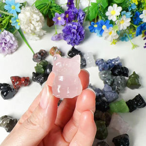 بيع بالجملة أحجار كريمة صغيرة للشفاء كريستال نحت أحجار يدوية طبيعية منحوتة من الكوارتز قطة كريستالية للهدايا - Product Image 2