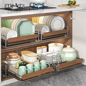 Edelstahl-Schüssel-Abtropfgestell, Aufbewahrungsregal für die Arbeitsplatte, Korb für Küchenschrank, Unterschrank-Organizer, Zubehör - Product Image 6