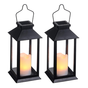 <b>Black</b> Metal <b>Lantern</b> with Glass Panels Candle Vintage Decorative Lighting for Home Weddings & Festive Ambiance - Product Image 3