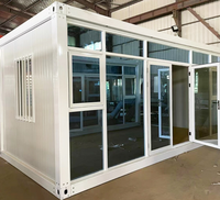 Maison en conteneur à assemblage rapide pour usage en magasin Bureau mobile à mur de verre préfabriqué avec véranda de loisirs Villa de loisirs pratique