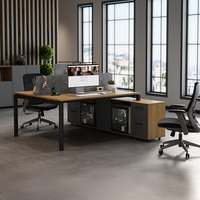 Meuble de bureau convertible moderne et simple en bois, poste de travail pour 2 à 6 personnes, panneau avec support en acier inoxydable, idéal pour la maison et le bureau.