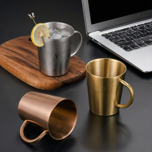 Mug à double paroi en acier inoxydable 304 de style coréen, tasse à café anti-brûlure, tasse portable - Product Image 1