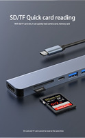 Hub USB-C 7 en 1, Kit de Cable de Datos Multipuerto Tipo-C para Carga PD 2.0, USB 3.1/2.0, Caja Adaptadora de Aleación de Aluminio con Lector de Tarjetas SD y TF