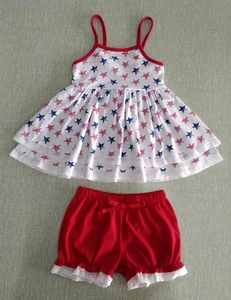 Conjunto Patriótico de Verano con Estampado de la Bandera Estrellada y Brillante de <span class=keywords><strong>Agosto</strong></span>, Vestido sin Mangas con Tirantes y Pantalones Cortos - Product Image 4