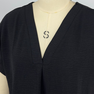 Femmes décontracté é<span class=keywords><strong>t</strong></span>é ODM haut en tricot Style Vintage à manches courtes <span class=keywords><strong>grande</strong></span> <span class=keywords><strong>taille</strong></span> respirant col en v ample <span class=keywords><strong>t</strong></span>-<span class=keywords><strong>shirt</strong></span> - Product Image 4