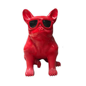 Sculpture d'art animalier moderne de jardin personnalisée, ornements, moules, statue de chien assis avec lunettes de soleil, statue de <span class=keywords><strong>bouledogue</strong></span> français en résine, décoration - Product Image 1