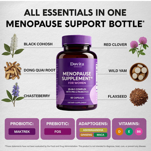 Bulk Supply OEM <b>Menopause</b> Relief Capsules For Women Improve Immunity Natural Herbal Extract Mood Swing Support Sleep Calm 60 Cap - Product Image 3