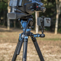 Manizek TP488 Kit de trépied vidéo professionnel robuste à contrepoids en fibre de carbone Tête de fluide dynamique Équipement photographique