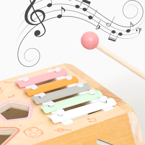Boîte à trésors multifonctionnelle en bois massif avec labyrinthe de perles, cube d'activités éducatives pour l'apprentissage précoce, <span class=keywords><strong>jouet</strong></span> éducatif pour bébés, tout-petits, garçons et filles - Product Image 2