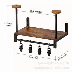 Solid wood motorcycle helmet display rack, wooden wall-mounted helmet storage rack, multi-layer <b>glove</b> hooks - Product Image 2
