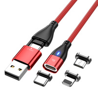 Câble magnétique double Type-C 3A à charge rapide 60W avec connecteurs en alliage d'aluminium et gaine en TPE pour utilisation avec une batterie externe