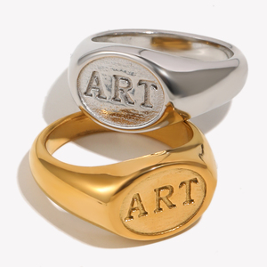 Anillo Ovalado con Letras Inglesas Dreamshow, Chapado en Oro, Logotipo Personalizado, Marca de Diseñador, Accesorios de <span class=keywords><strong>Moda</strong></span> Diaria para Mujer - Product Image 1