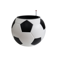 Pot de fleurs en forme de ballon de football en PP, corps moulé par injection avec motifs noirs peints par pulvérisation. Forme de ballon de football créative pour la chambre des enfants, la maison