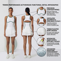 Ensembles d'entraînement respirants et à séchage rapide de qualité supérieure, débardeur de sport à col carré et bord ondulé, asymétrique, double couche, plissé, pour le pickleball