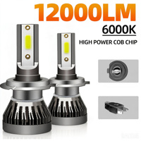 Chip COB de 12000 lm H1 H3 H7 H4 con disipador de calor, faro antiniebla LED de 12 V, 6000 K, blanco