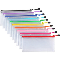 Sac à fermeture éclair en maille PVC transparente, organiseur de fichiers portable, pochette pour stylos et crayons, sac de rangement pour documents imperméable, personnalisable